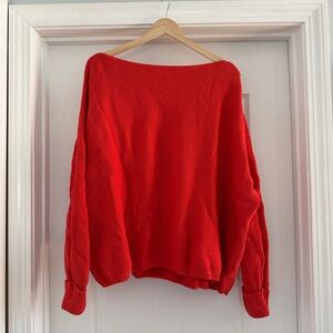 Women's Red Knit Boatneck Sweater